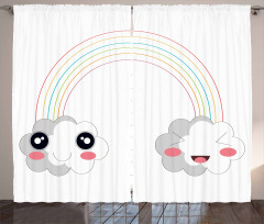 Kids Happy Rainbow Clouds Curtain