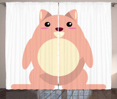 Beaver Kawaii Cartoon Curtain