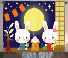 Tsukimi Festival Bunnies Curtain