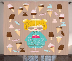 Kokeshi Doll Ice Cream Curtain