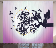 Fantasy Fairy Tree Birds Curtain