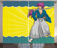Manga Style Samurai Girl Curtain