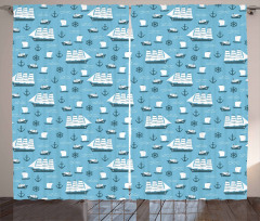 Ships Boats and Helms Curtain