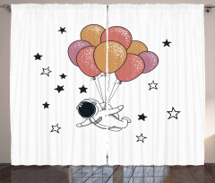 Astronaut with Balloons Curtain