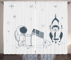 US Astronaut New Planet Curtain