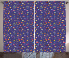 Space Characters Galaxy Curtain