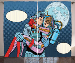 Astronaut Couple Love Curtain