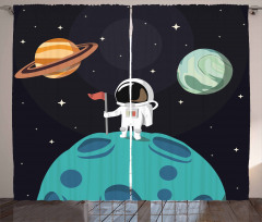 Galaxy Adventure Cartoon Curtain