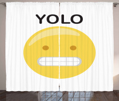 Funny Emoji Face Slogan Curtain