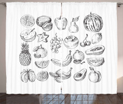 Hand Drawn Berries Food Curtain