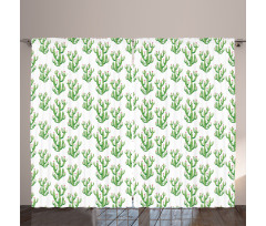 Watercolor Cactus Plant Curtain