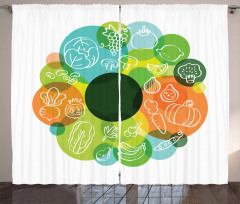 Doodle Vegan Pattern Curtain