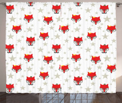 Hipster Foxes Hats Curtain