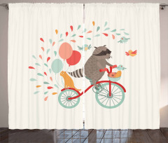 Cheerful Raccoon Bike Curtain