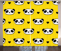 Smiling Panda Faces Curtain