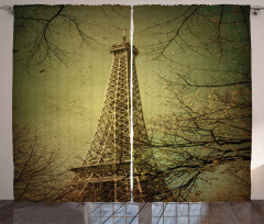 Fall Season Paris Art Curtain
