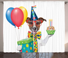Party Dog and Balloons Curtain