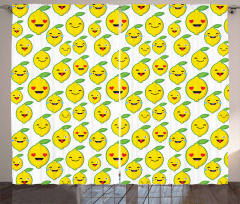 Cartoon Lemon Emoticons Curtain