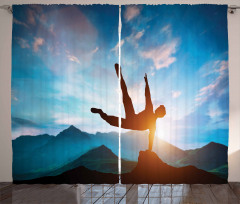 Man Jumping over Rocks Curtain