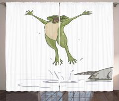 Happy Jumping Toad Humor Curtain