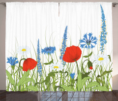 Bloomed Poppy Flowers Curtain