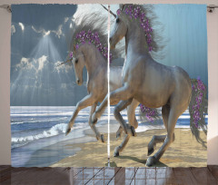 Flower Adorned Mane Horse Curtain