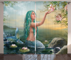 Mermaid and Magnolias Curtain