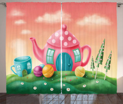 Polka Dotted Tea Pot Curtain