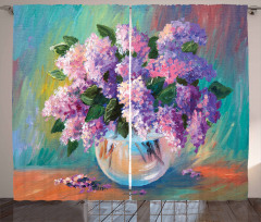 Oil Painting Flowers Art Curtain