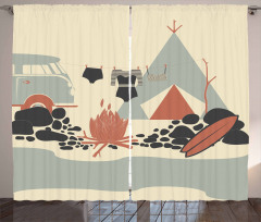 Tent Van and Fire Beach Curtain