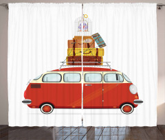 Cartoon Retro Minivan Curtain