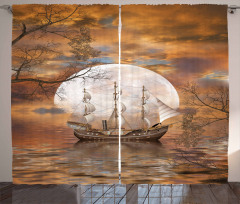 Full Moon Nautical on Moon Curtain
