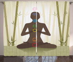Yoga in Bamboo Stems Curtain