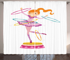 Girl Twirling Hoops Curtain