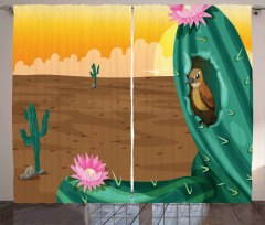 Desert Cactus and Bird Curtain