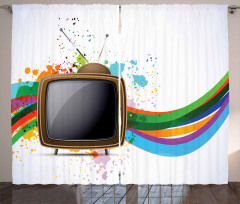 Old TV Color Splash Curtain