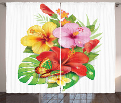 Colorful Hibiscus Blooming Curtain