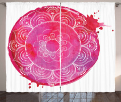 Pink Watercolor Mandala Curtain