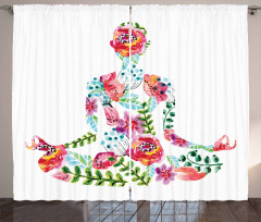 Silhouette with Flowers Curtain