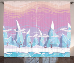 Cartoon Ice Mountains Curtain