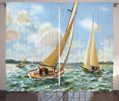 Sailing Wavy Sea Curtain