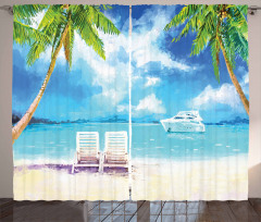 Exotic Beach Palms Curtain