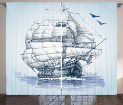 Old Ship at Sea Curtain