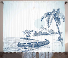 Island Beach Art Curtain