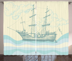 Ship Waves Clouds Curtain