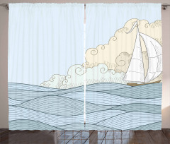 Doodle Style Ocean Curtain