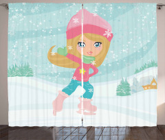 Little Girl Skating Curtain