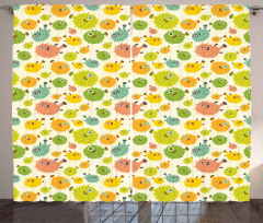 Funny Pufferfish Colorful Curtain