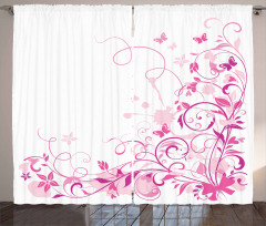 Swirls Butterflies Leaves Curtain