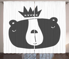 Humorous Bear in Crown Curtain